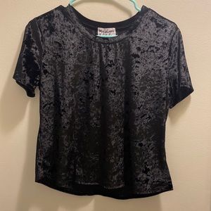 Madison and Berkeley Black Velvet Like Top